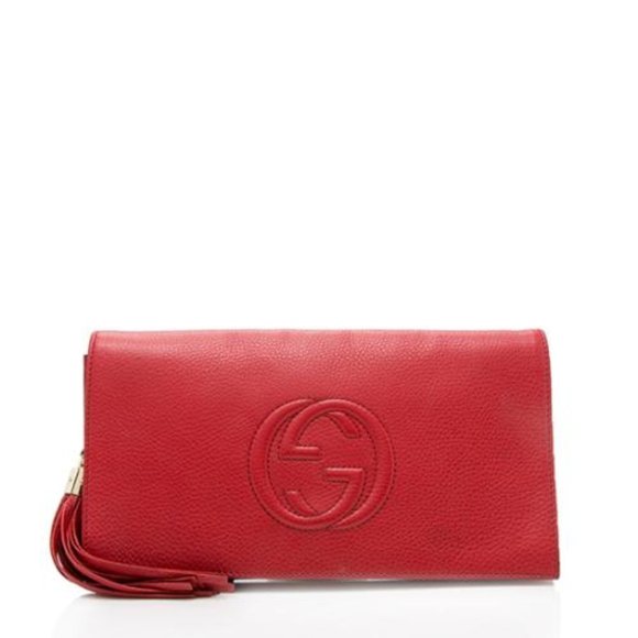 Gucci Handbags - Gucci Red Leather Soho Clutch
